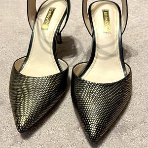Louise et Cie leather black and gold heel size 7M/37.5